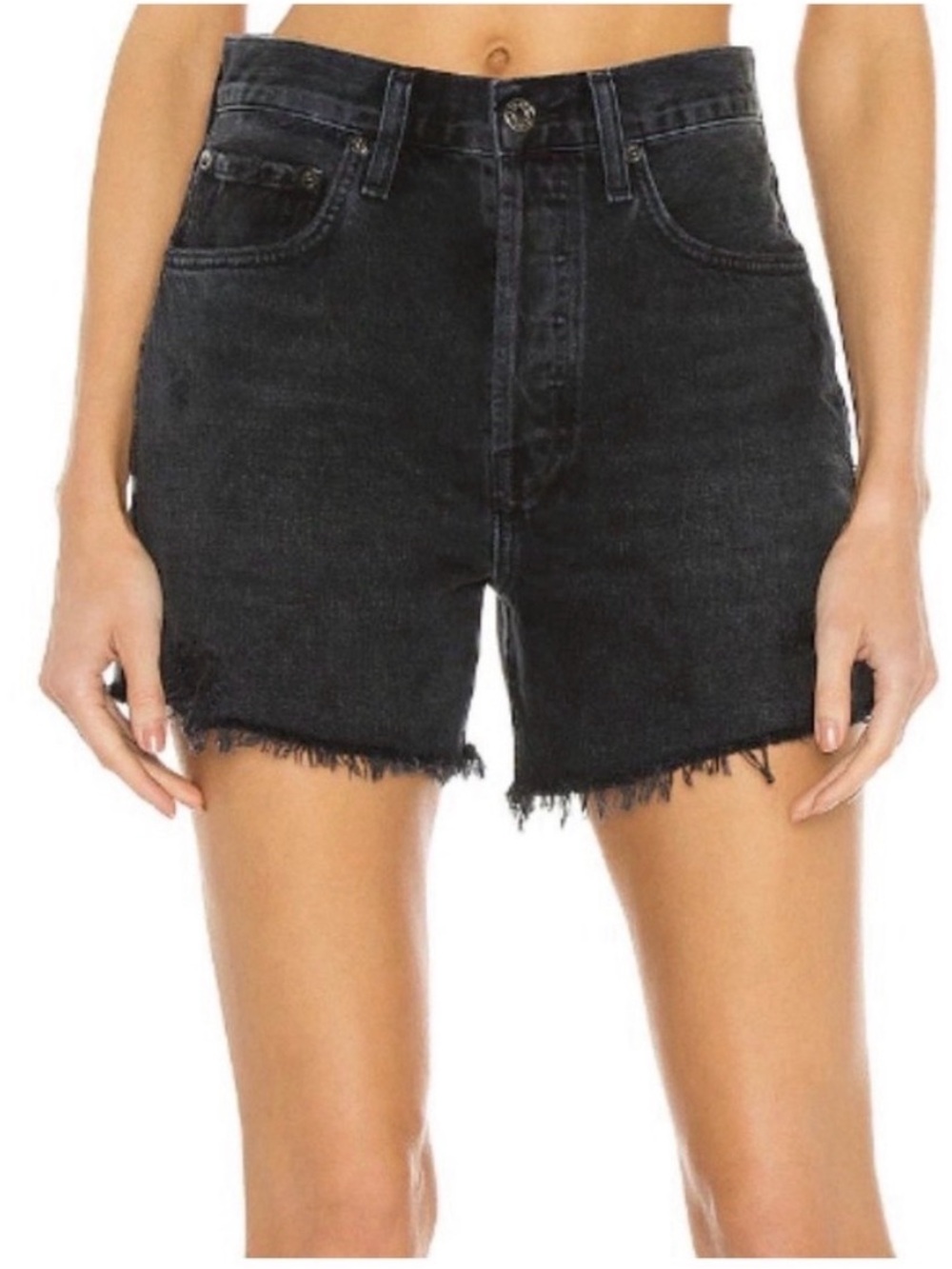 AGOLDE Riley High Rise‎ Cutoff Denim Shorts Size 26 Distressed